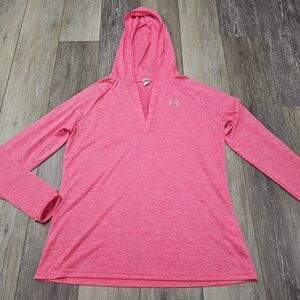 Under Armour Heat Gear Hooded Lightweight Athletic Top Hot Pink Women's Large